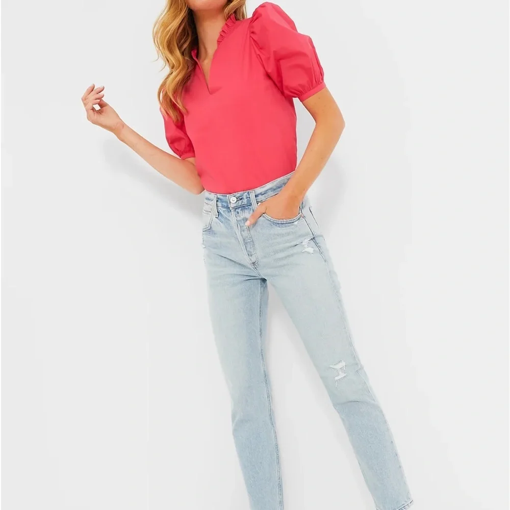 Watermelon Ruffle Leigh Blouse HYACINTH HOUSE